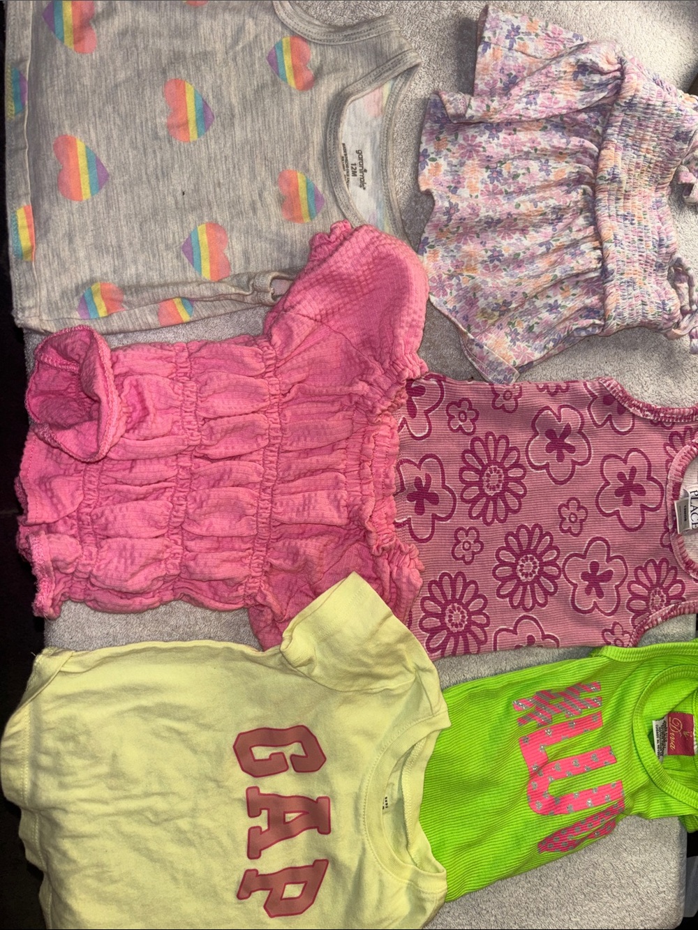 GAP Yellow Logo Tee with Pink and Green Kids Tops Bundle